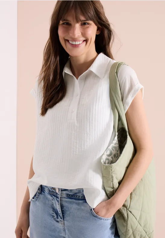 Dropped Shoulder Bluse mit Struktur vanilla white