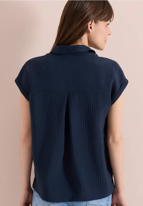 Dropped Shoulder Bluse mit Struktur universal blue