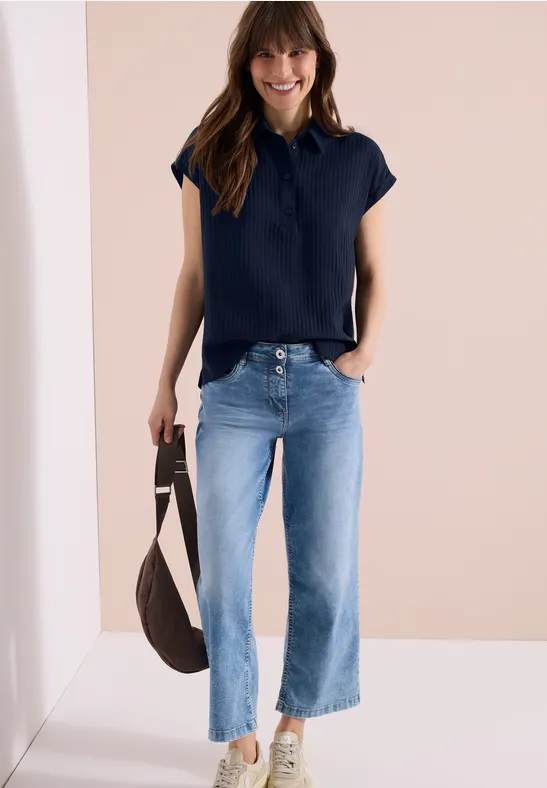 Dropped Shoulder Bluse mit Struktur universal blue