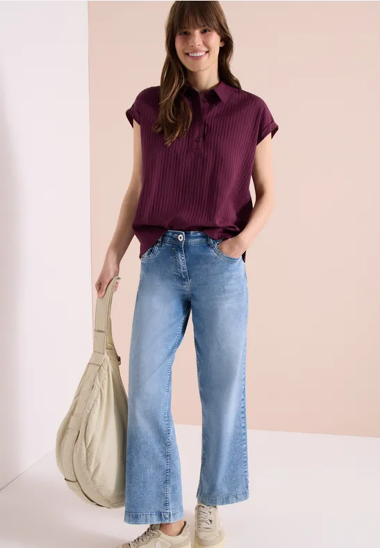 Dropped Shoulder Bluse mit Struktur sweet grape red