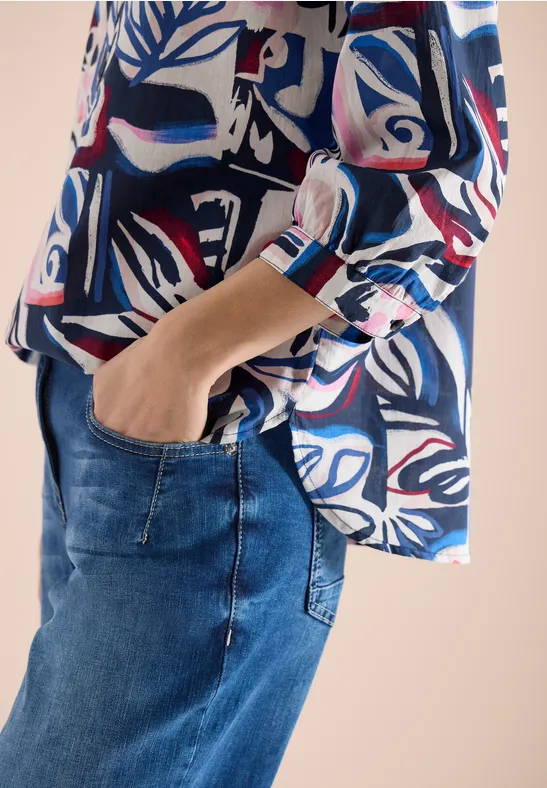 Blouse met 3/4 mouwen en meerkleurige print universal blue