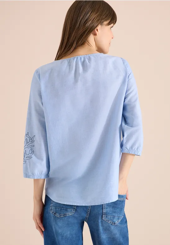 3/4-Arm Bluse mit Stickerei blouse blue