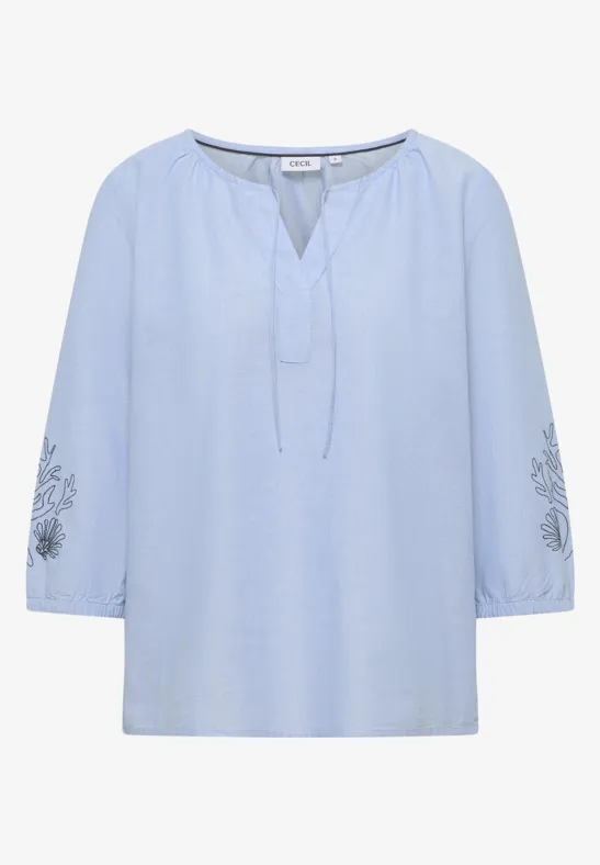3/4-Arm Bluse mit Stickerei blouse blue
