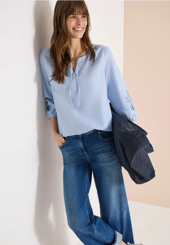 3/4-Arm Bluse mit Stickerei blouse blue