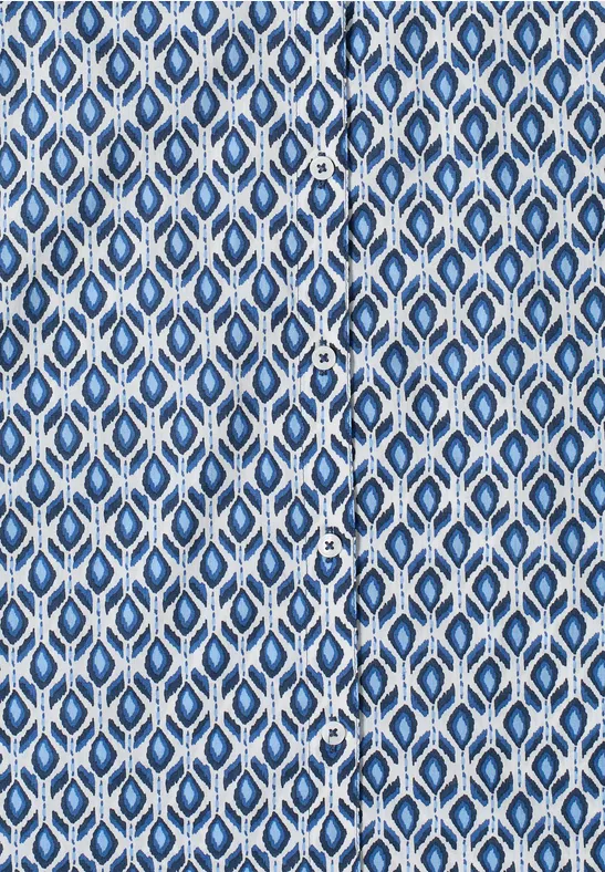 Kurzarm Bluse mit Minimal Print universal blue