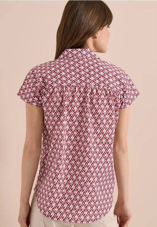 Kurzarm Bluse mit Minimal Print sweet grape red