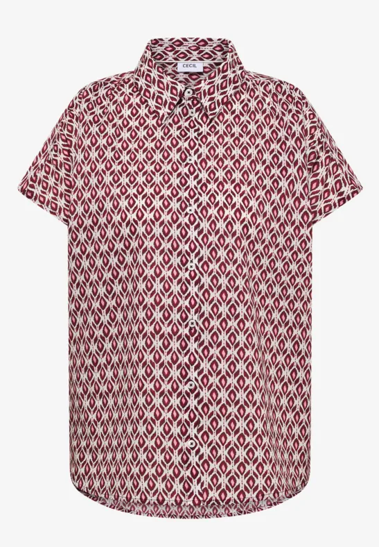 Kurzarm Bluse mit Minimal Print sweet grape red