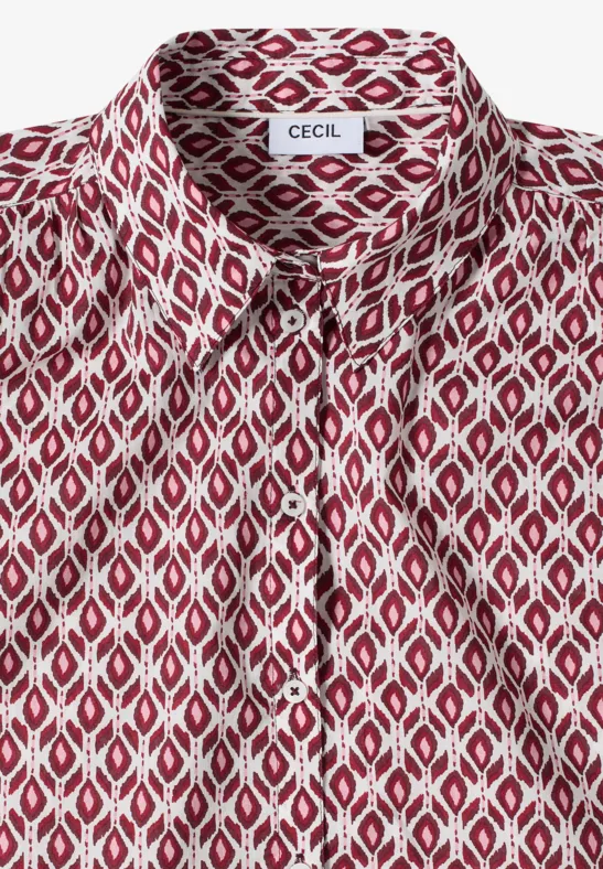Kurzarm Bluse mit Minimal Print sweet grape red