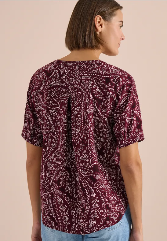 Kurzarm Bluse mit Paisley Print sweet grape red