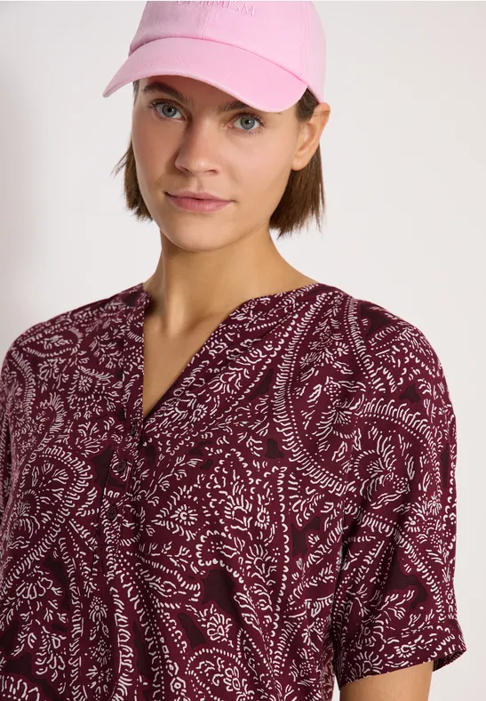 Kurzarm Bluse mit Paisley Print sweet grape red