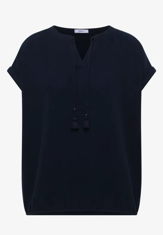 Blouse à col fendu en mousseline de soie universal blue