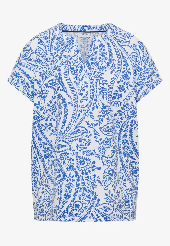 Blouse à manches courtes en qualité seersucker light alabaster white