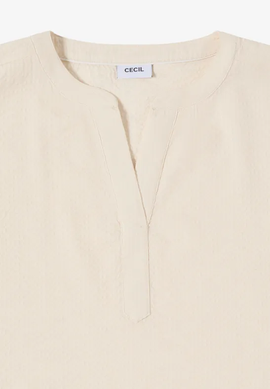 Dropped Shoulder Bluse in Seersuckerqualität pearl beige