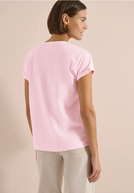 Dropped Shoulder Bluse in Seersuckerqualität light blush rose