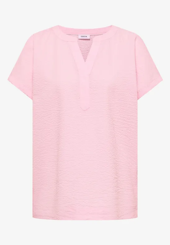 Dropped Shoulder Bluse in Seersuckerqualität light blush rose