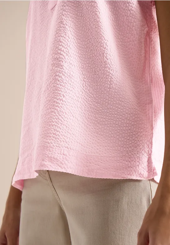 Dropped Shoulder Bluse in Seersuckerqualität light blush rose