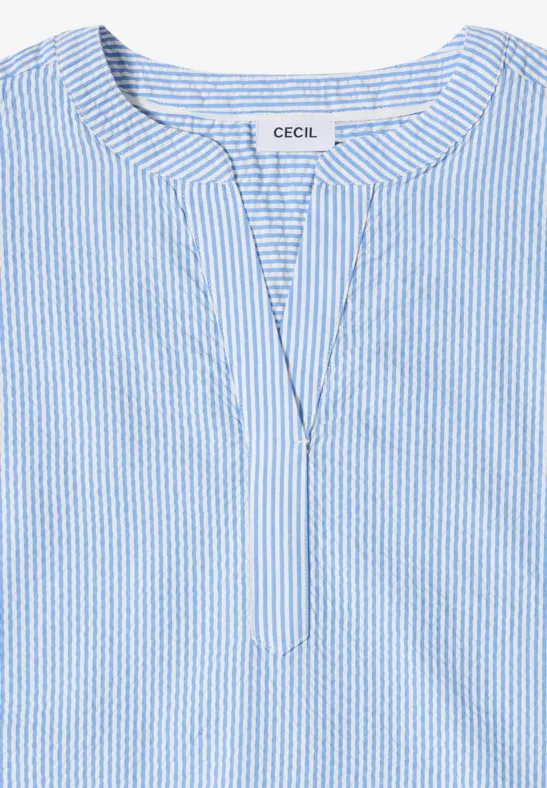 Blouse avec split neck en qualité seersucker blouse blue