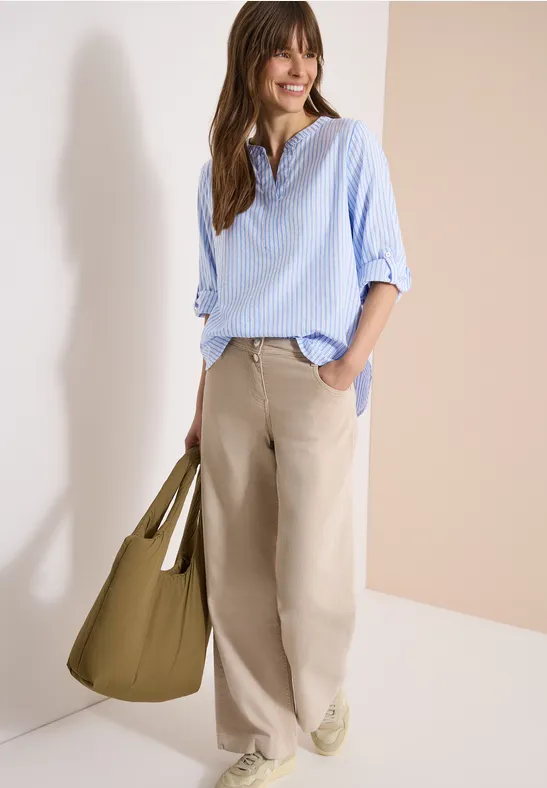 Blouse à manches longues en qualité seersucker blouse blue