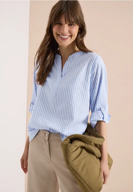 Blouse à manches longues en qualité seersucker blouse blue