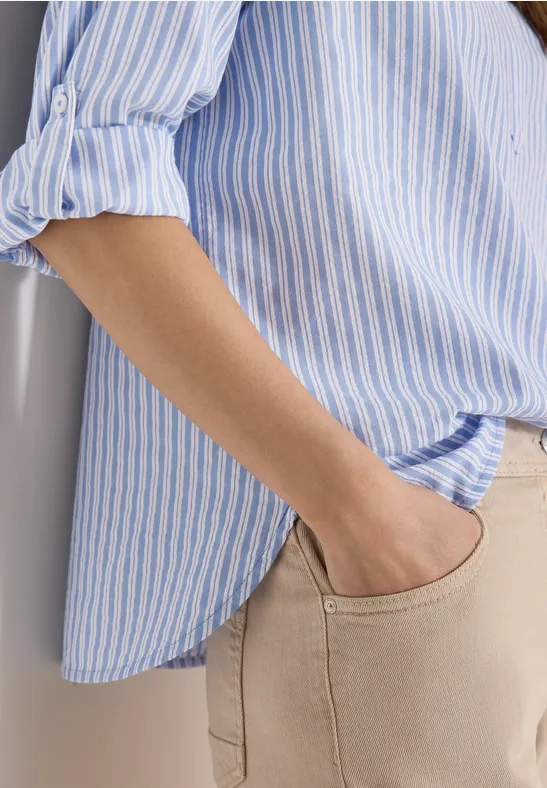 Blouse à manches longues en qualité seersucker blouse blue