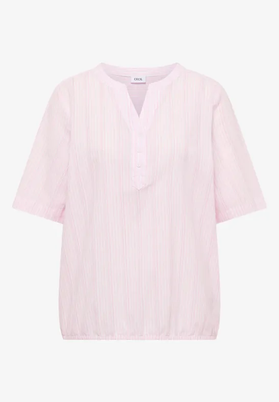 Blouse à col fendu et rayures light blush rose