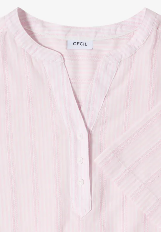 Blouse à col fendu et rayures light blush rose