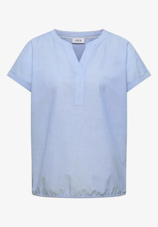 Blouse à manches courtes en qualité chambray blouse blue