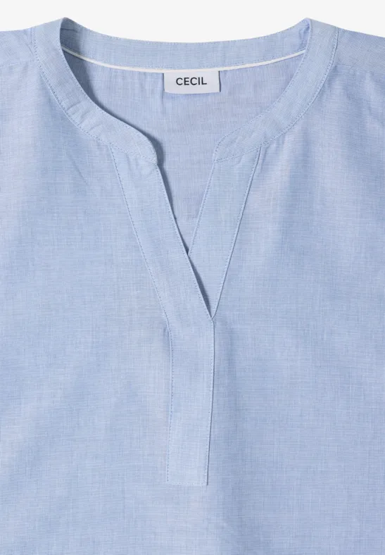 Blouse à manches courtes en qualité chambray blouse blue