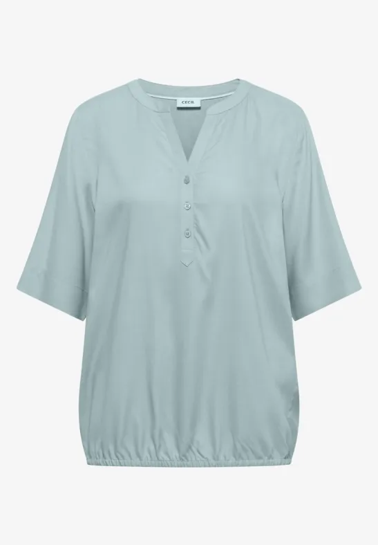Kurzarm Bluse mit Split Neck crystal mint