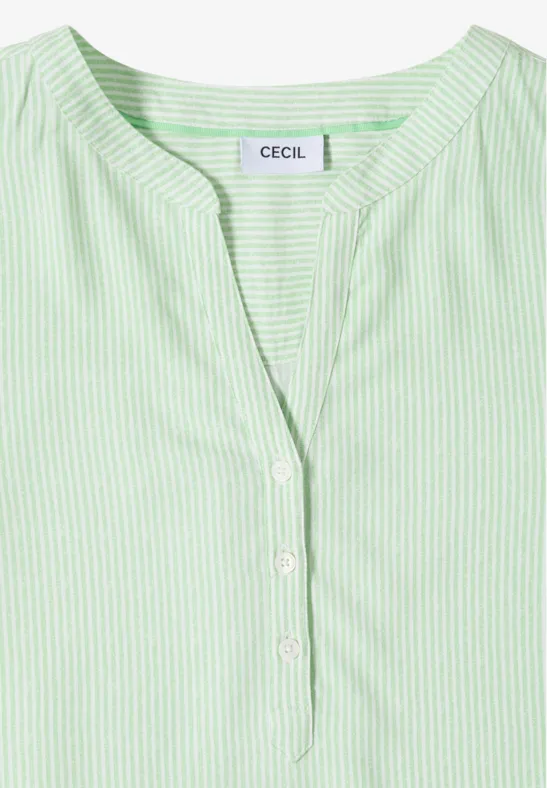 Hellgrün-weiß gestreiftes Damenhemd von CECIL, leicht und luftig, mit Knopfleiste.