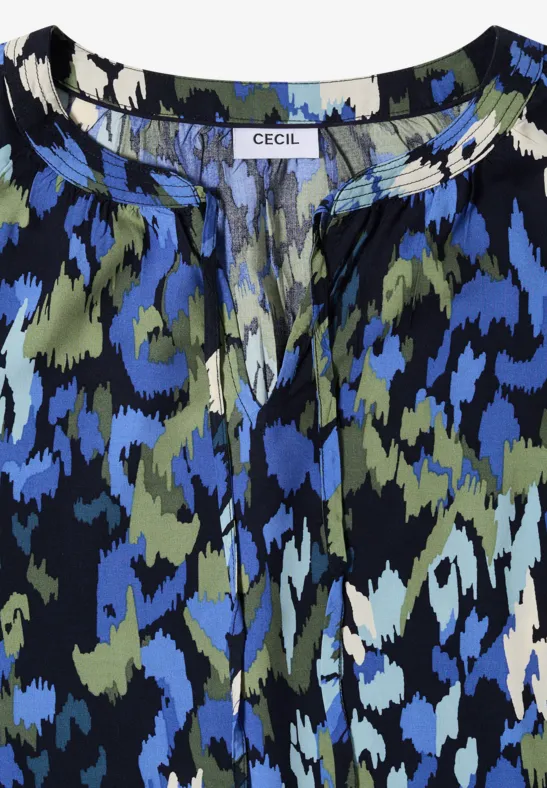 Ärmellose Bluse mit abstraktem, blau-grün-weiß-schwarzem Muster von CECIL.