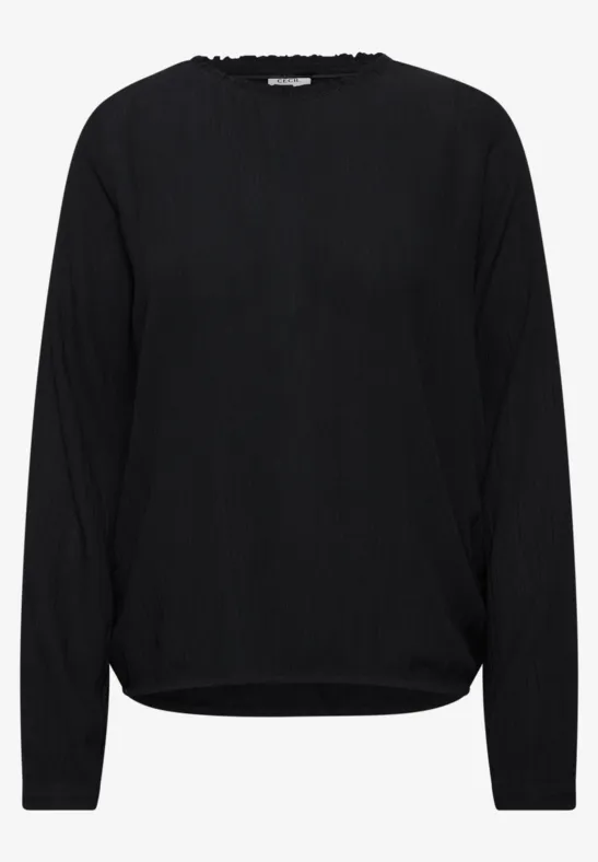 Schlichtes schwarzes Langarmshirt mit Rundhals