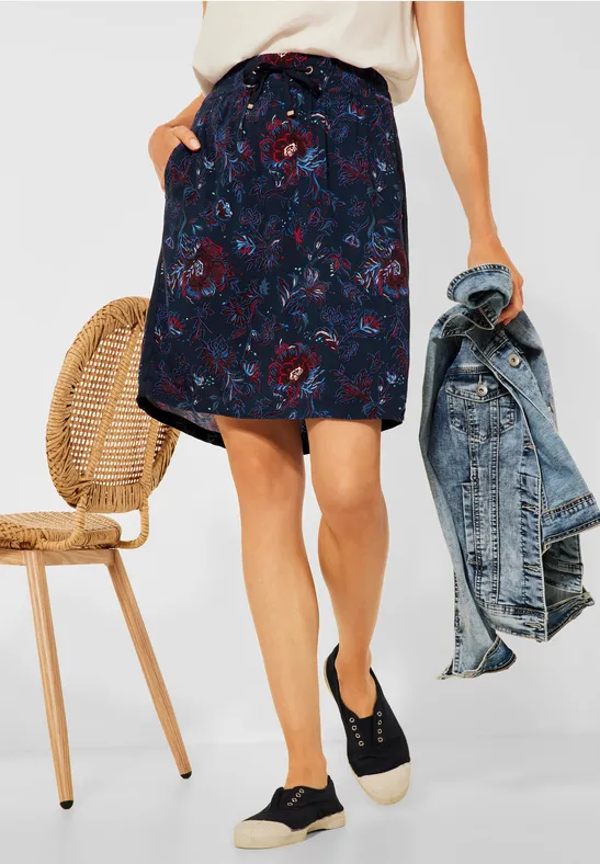 Rock mit Blumenmuster deep blue