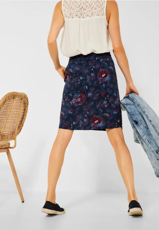 Rock mit Blumenmuster deep blue