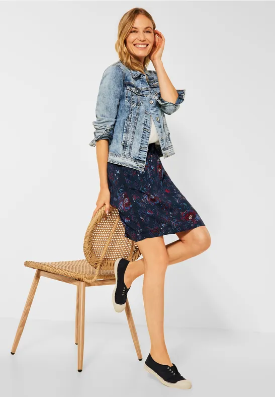 Rock mit Blumenmuster deep blue