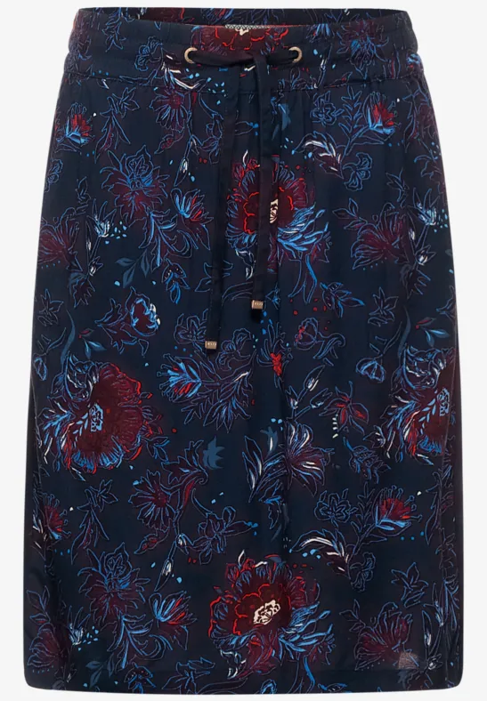 Rock mit Blumenmuster deep blue