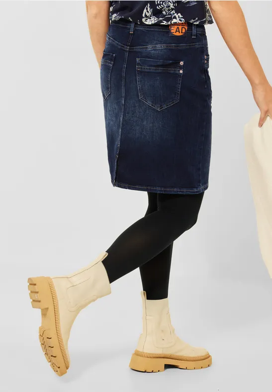 Jeansrock in Dunkelblau dark blue used wash