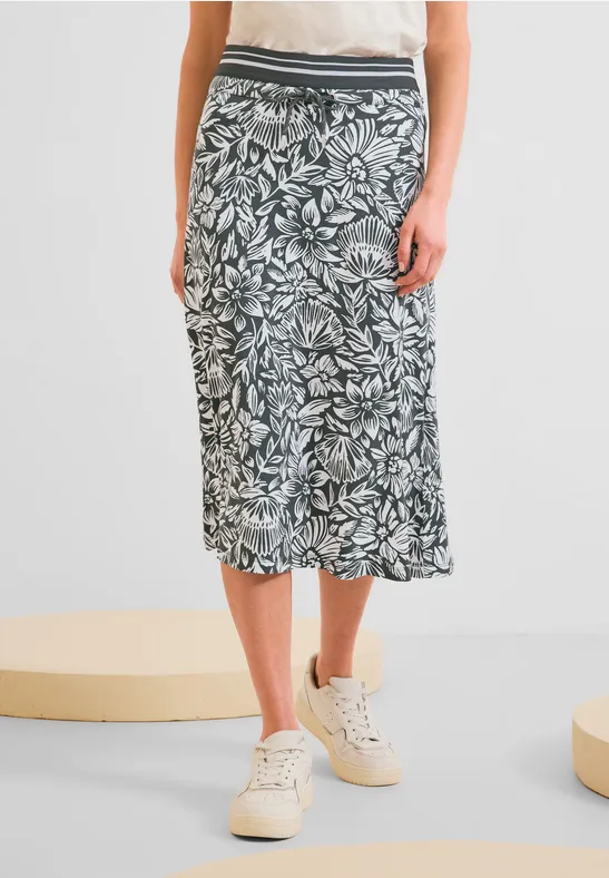 Midi Jerseyrock mit Print easy khaki