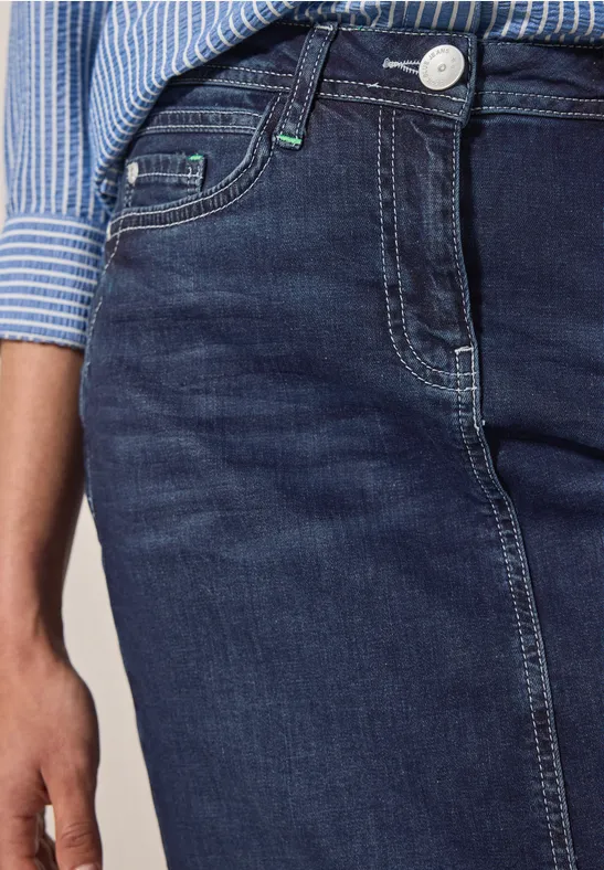 Midi Jeansrock Dark blue wash