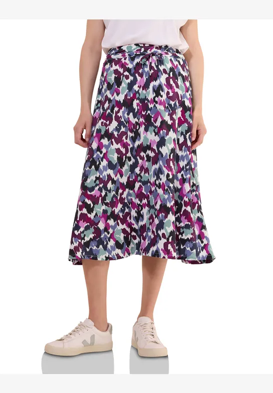 Jupe midi à motifs vanilla white