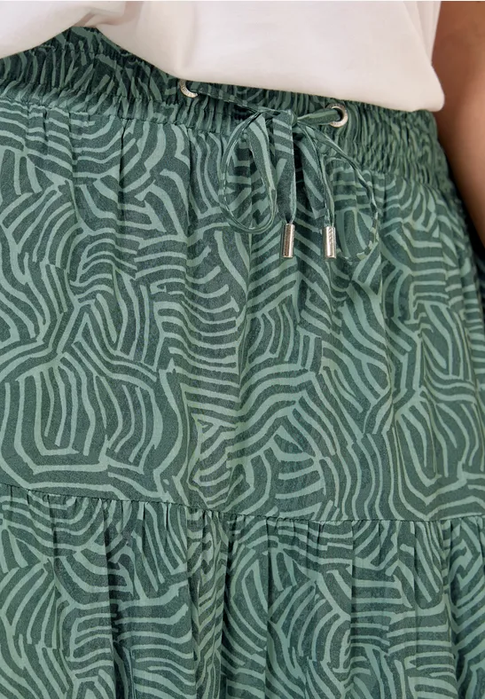 Print-Rock mit Volants dark balmy khaki