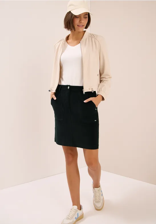 Fijne ribfluwelen rok ink green