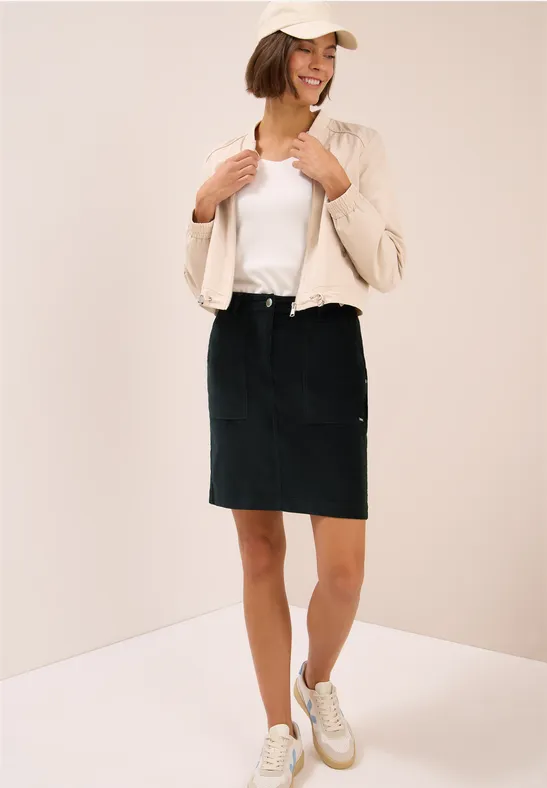 Fijne ribfluwelen rok ink green