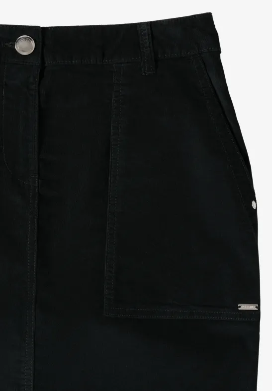 Fijne ribfluwelen rok ink green