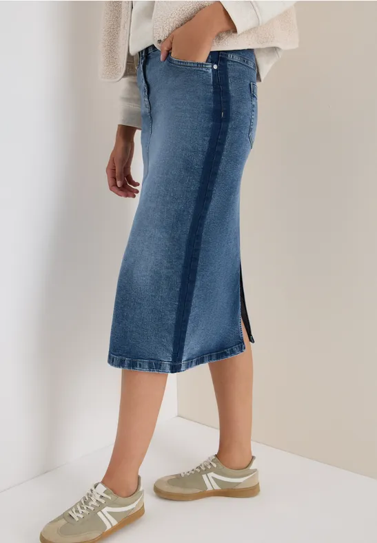 Jeansrock mit Galonstreifen light blue washed