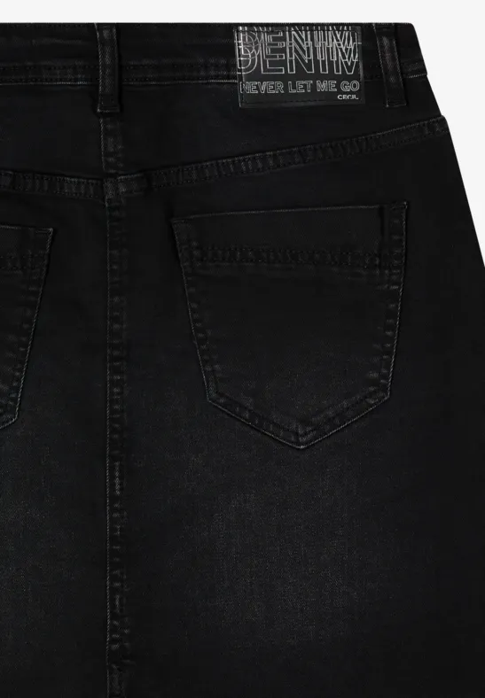 Denim rok met studs black washed