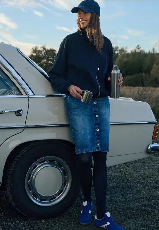 Rok met knoopsluiting mid blue wash