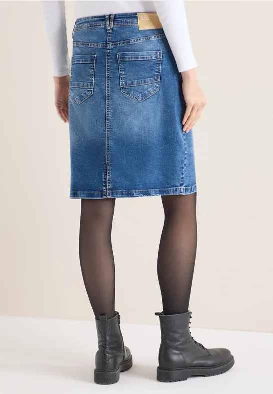Rok met knoopsluiting mid blue wash
