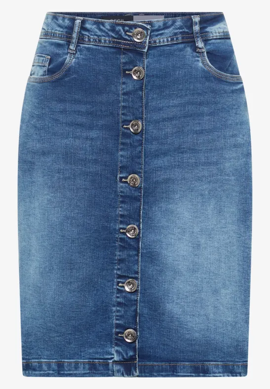 Rok met knoopsluiting mid blue wash