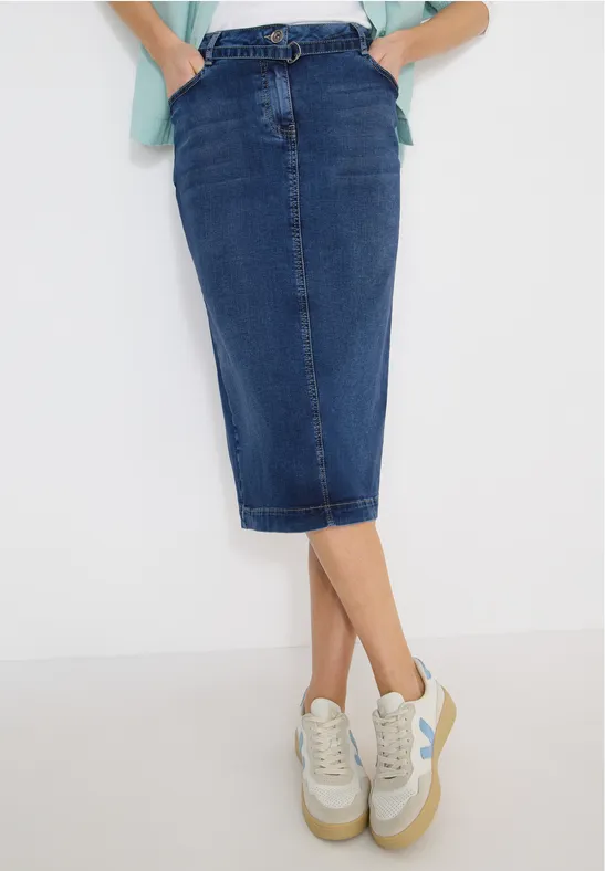 Jupe midi mid blue wash